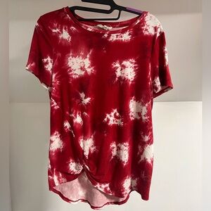 Cloud Chaser Red Tie-Dye Knot Front Women's Tee
